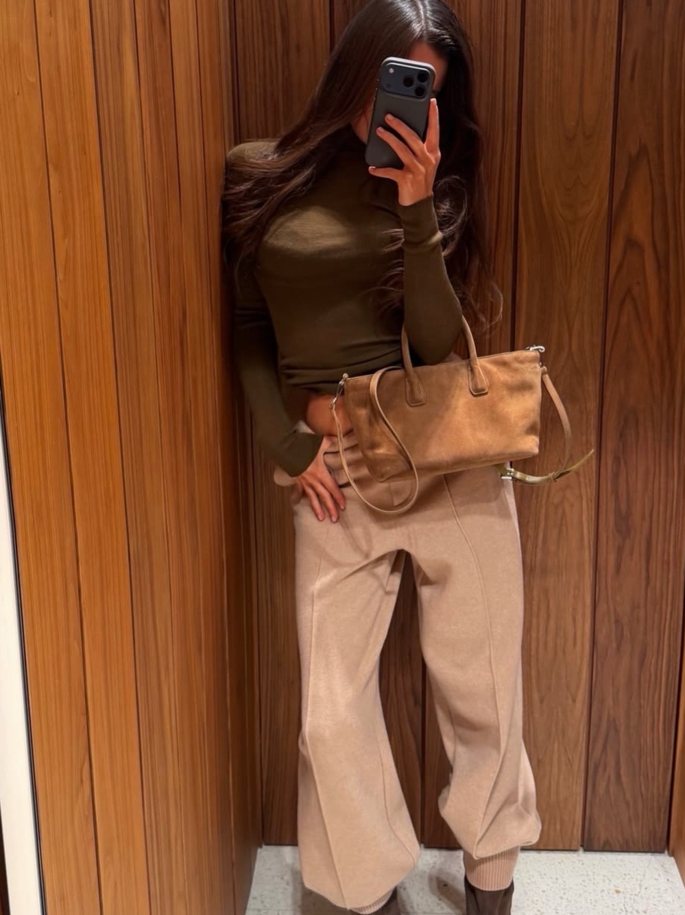 Naked Wardrobe long sleeve Carmel/camel color